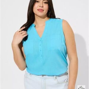 Torrid Blue Sleeveless Linen Blend Top – Size 1